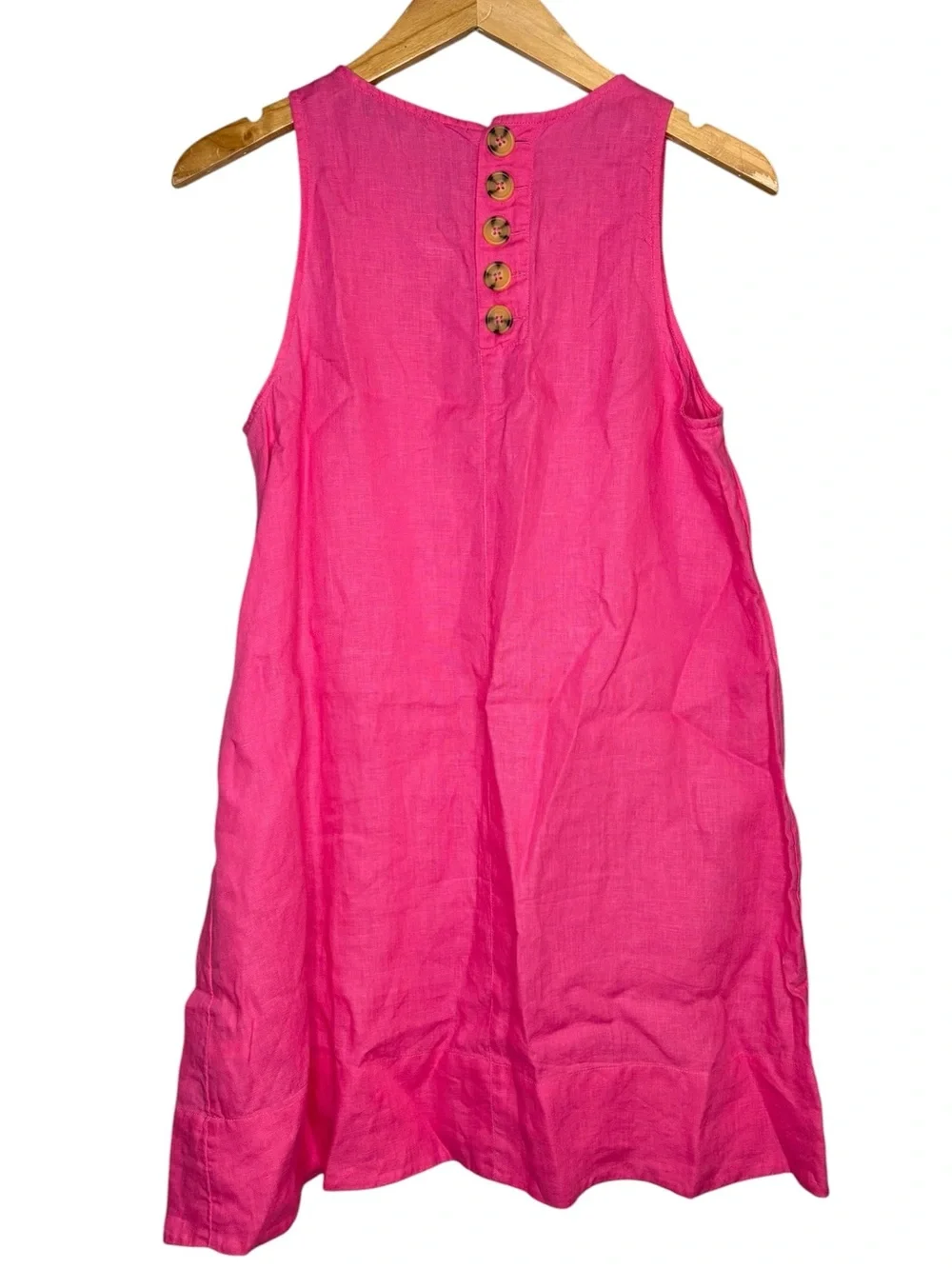 J.Crew Linen Button Back Shift Dress Neon Flamingo hot pink women’s size small